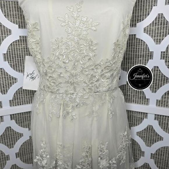 Taylor NWT Cream Embroidered Lace Sleeveless Fit & Flare Dress Size 10 - Picture 4 of 14
